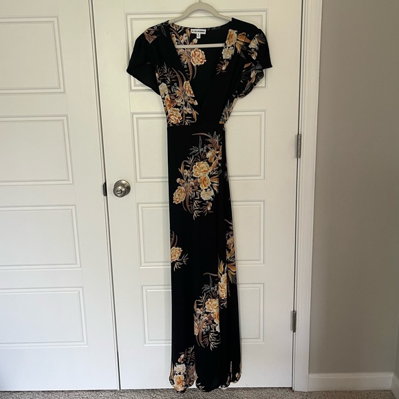 Vici Black Floral Wrap Dress - Picture 1 of 9
